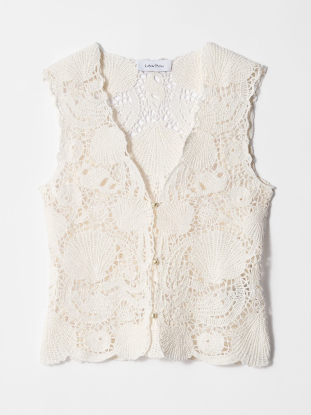 & Other Stories Ivory Crochet Shell-Patterned Vest